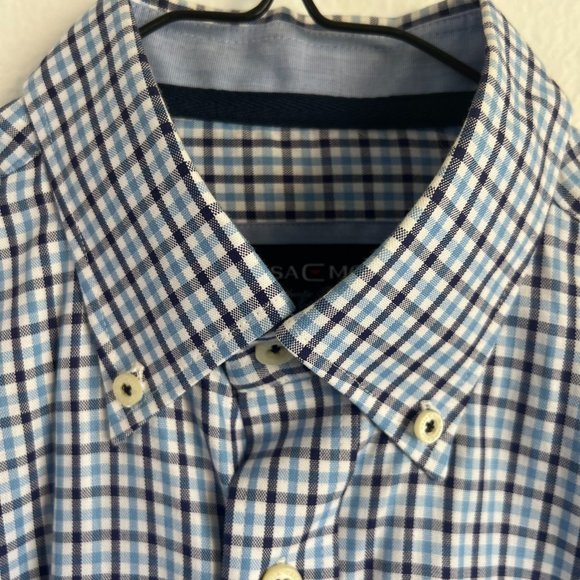 Casa Moda Easy Care Mens Long Sleeve Button Up Shirt Size Small Black 'n Blue - Picture 1 of 6